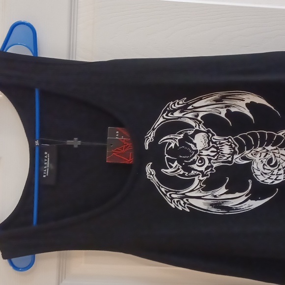 KILLSTAR RAYN N HELL 3X BLACK SHORT-SLEEVED TANK TOP GARGOYAL - Picture 11 of 11